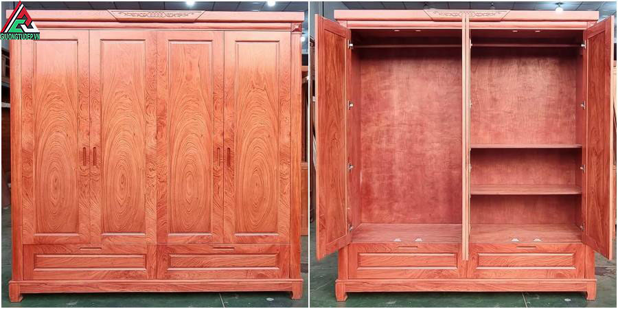 Mẫu Tủ Áo Gỗ Hương Đá Đẹp