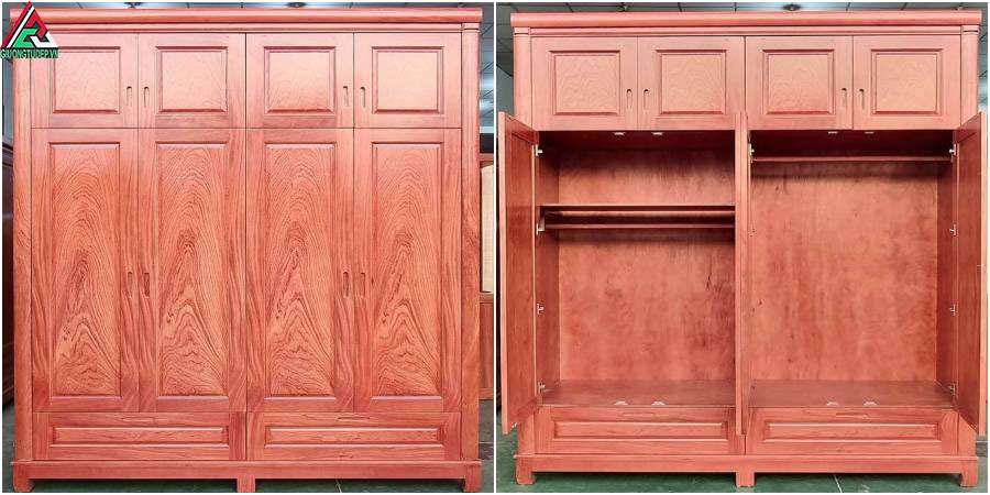 Tủ Gỗ Quần Áo 2 Tầng Hương Đá