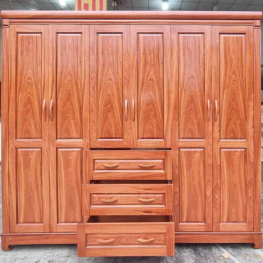 Tủ Áo 6 Cánh Gỗ Hương Đá