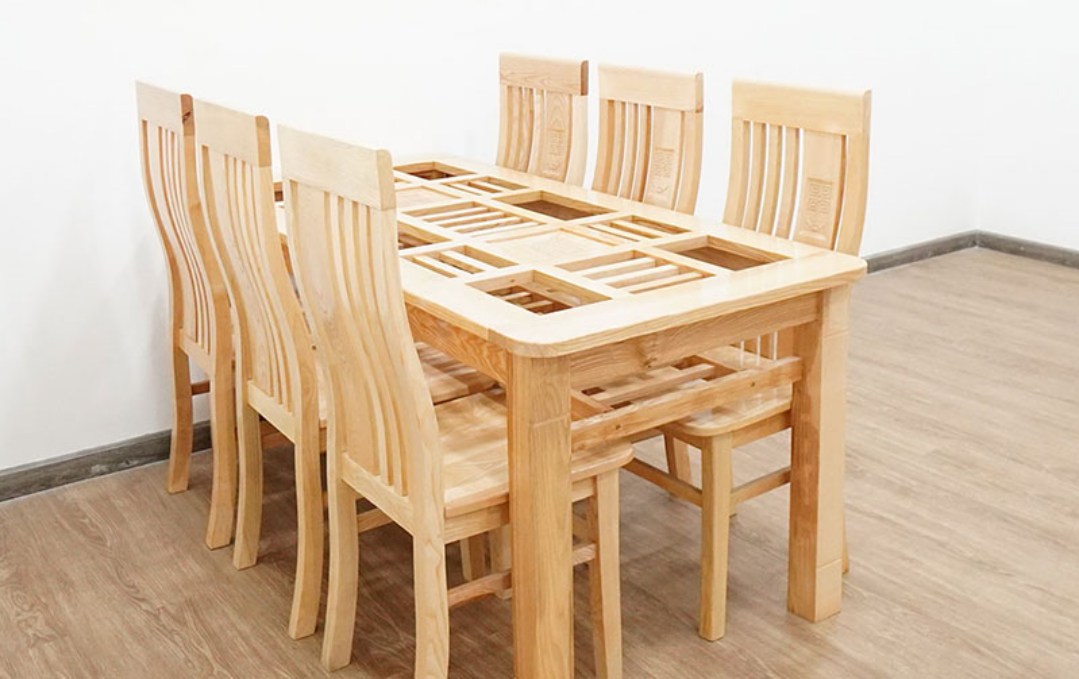Bàn Ăn gỗ Sồi 6 Ghế Hiện Đại Đẹp