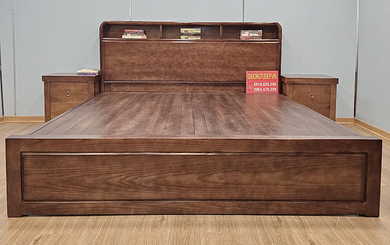 Giường Ngủ Có Tủ Đầu Giường Màu Gỗ Óc Chó