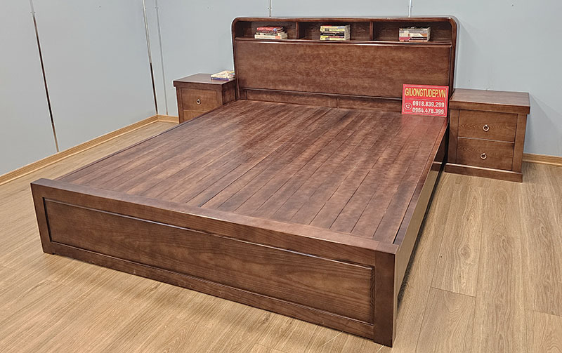 Giường Ngủ Đa Năng Màu Gỗ Óc Chó Có Tủ Đầu Giường