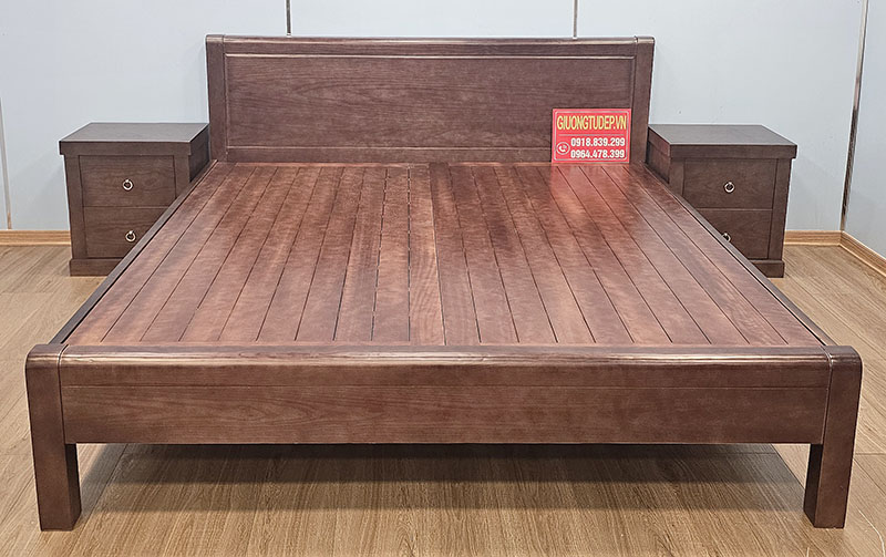 Giường Gỗ Sồi Màu Óc Chó