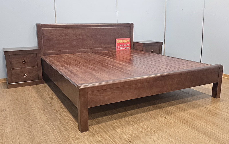 Giường Gỗ Sồi Màu Óc Chó