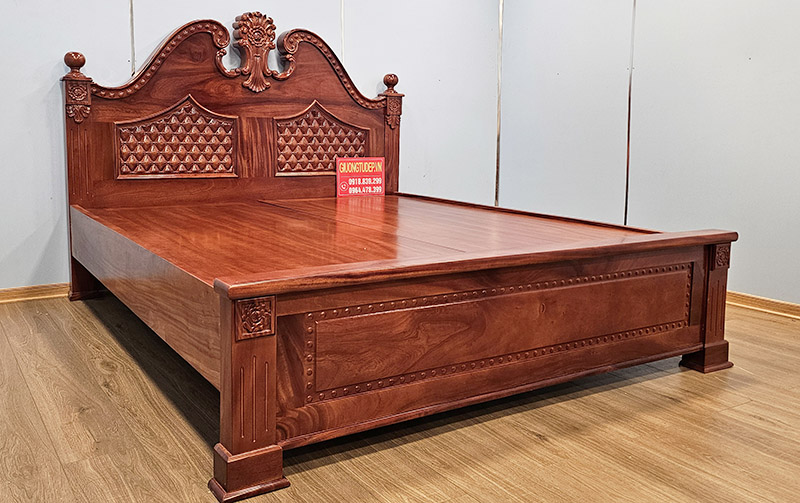 Giường Ngủ Tân Cổ Điển Gỗ Xoan Đào