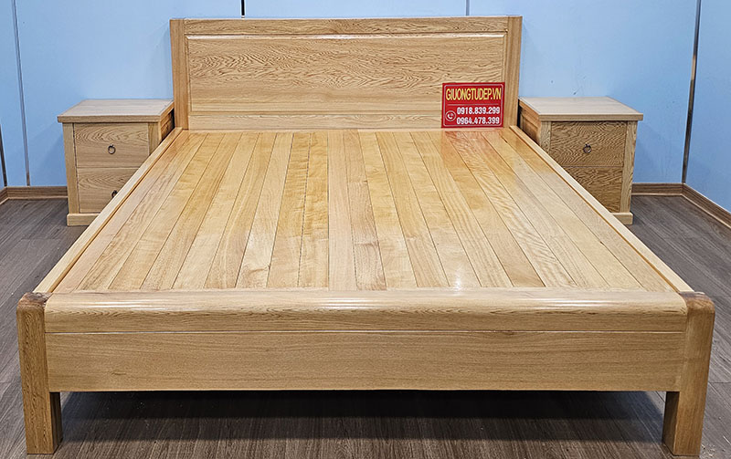 Giường Hiện Đại Chân Cao Gỗ Pơ Mu