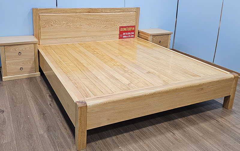 Giường Hiện Đại Chân Cao Gỗ Pơ Mu