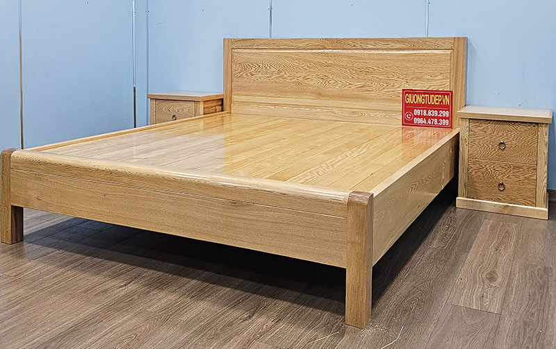 Giường Hiện Đại Chân Cao Gỗ Pơ Mu