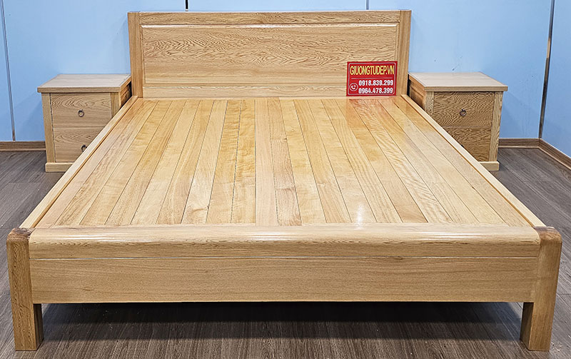 Giường Hiện Đại Chân Cao Gỗ Pơ Mu