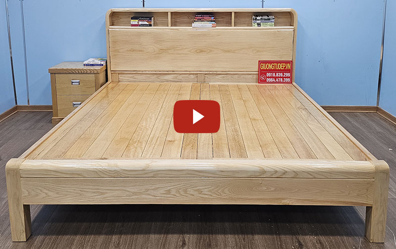 Giường Gỗ Sồi Có tủ Đầu Giường