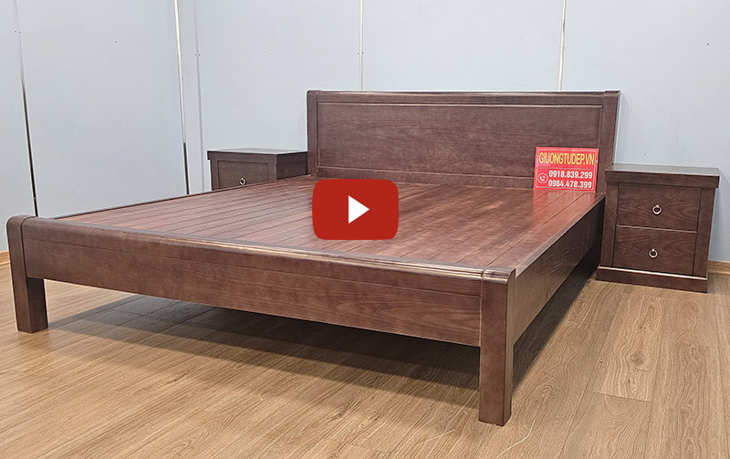 Giường Gỗ Sồi Màu Óc Chó