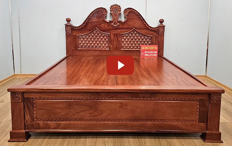Giường Ngủ Tân Cổ Điển Gỗ Xoan Đào