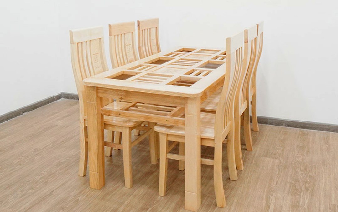 Bàn Ăn gỗ Sồi 6 Ghế Hiện Đại Đẹp