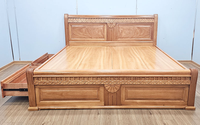 Giường ngủ đẹp có hộc kéo gỗ Đinh Hương