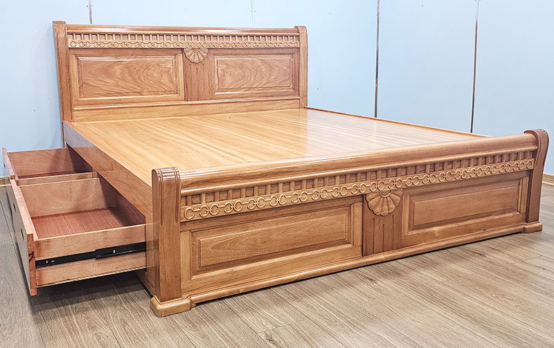 Giường ngủ đẹp có hộc kéo gỗ Đinh Hương