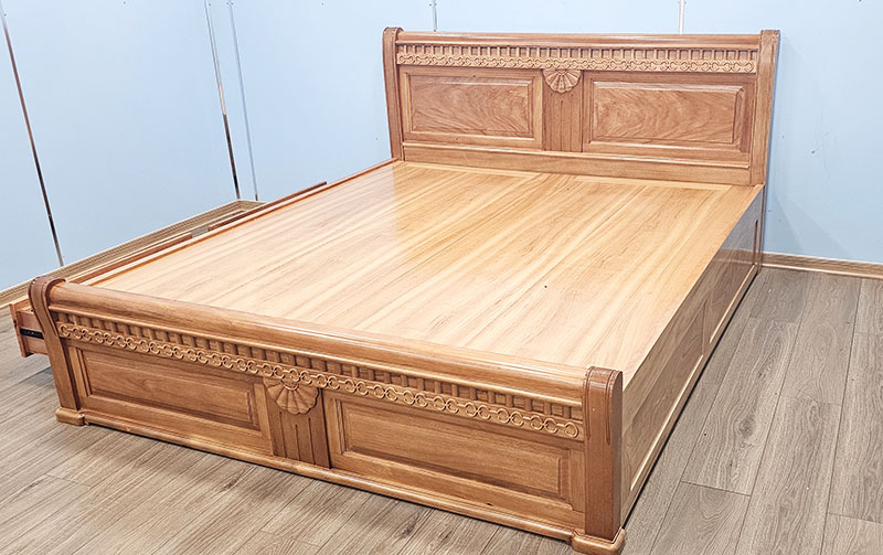 Giường ngủ đẹp có hộc kéo gỗ Đinh Hương