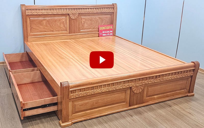 Giường ngủ đẹp có hộc kéo gỗ Đinh Hương