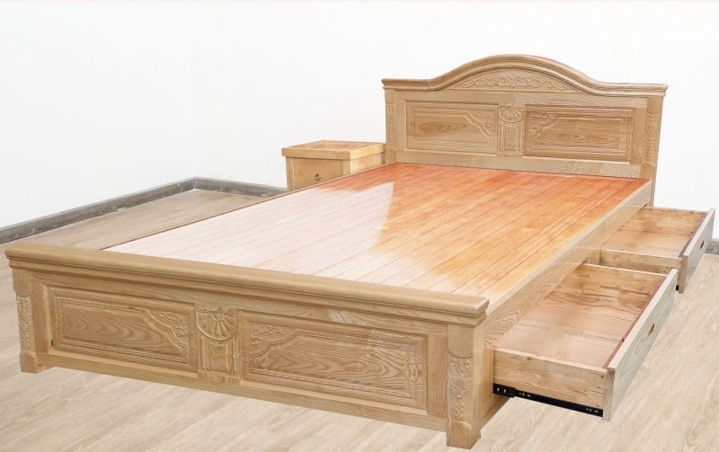 Giường ngủ gỗ sồi ngăn kéo GS109